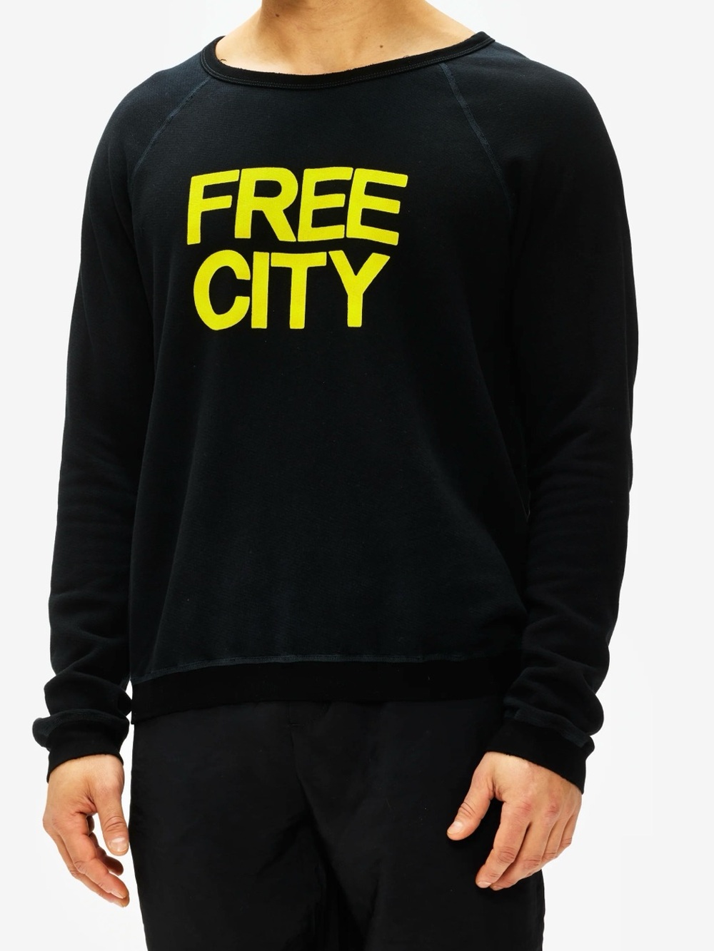 NWT Freecity Unisex Crewneck Sweatshirt- Black / Yellow , brand new